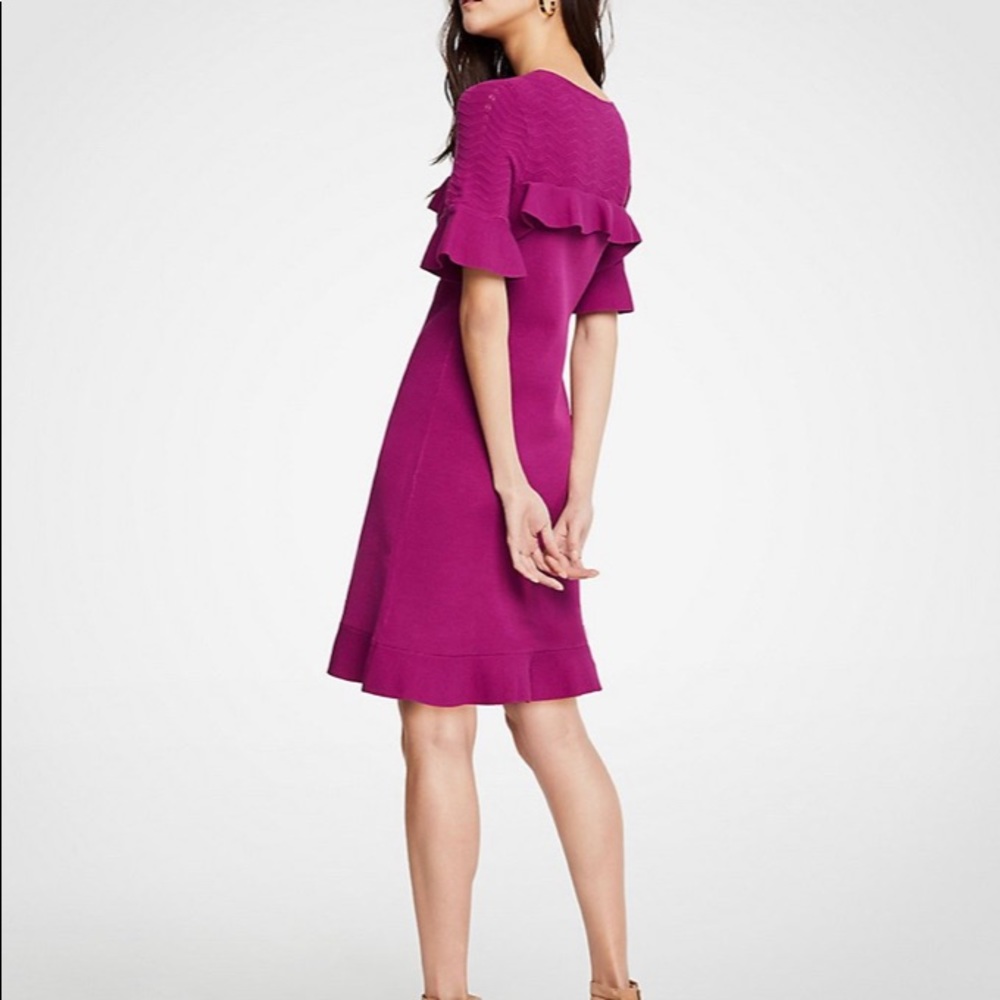 Ann Taylor CHEVRON RUFFLE SWEATER DRESS